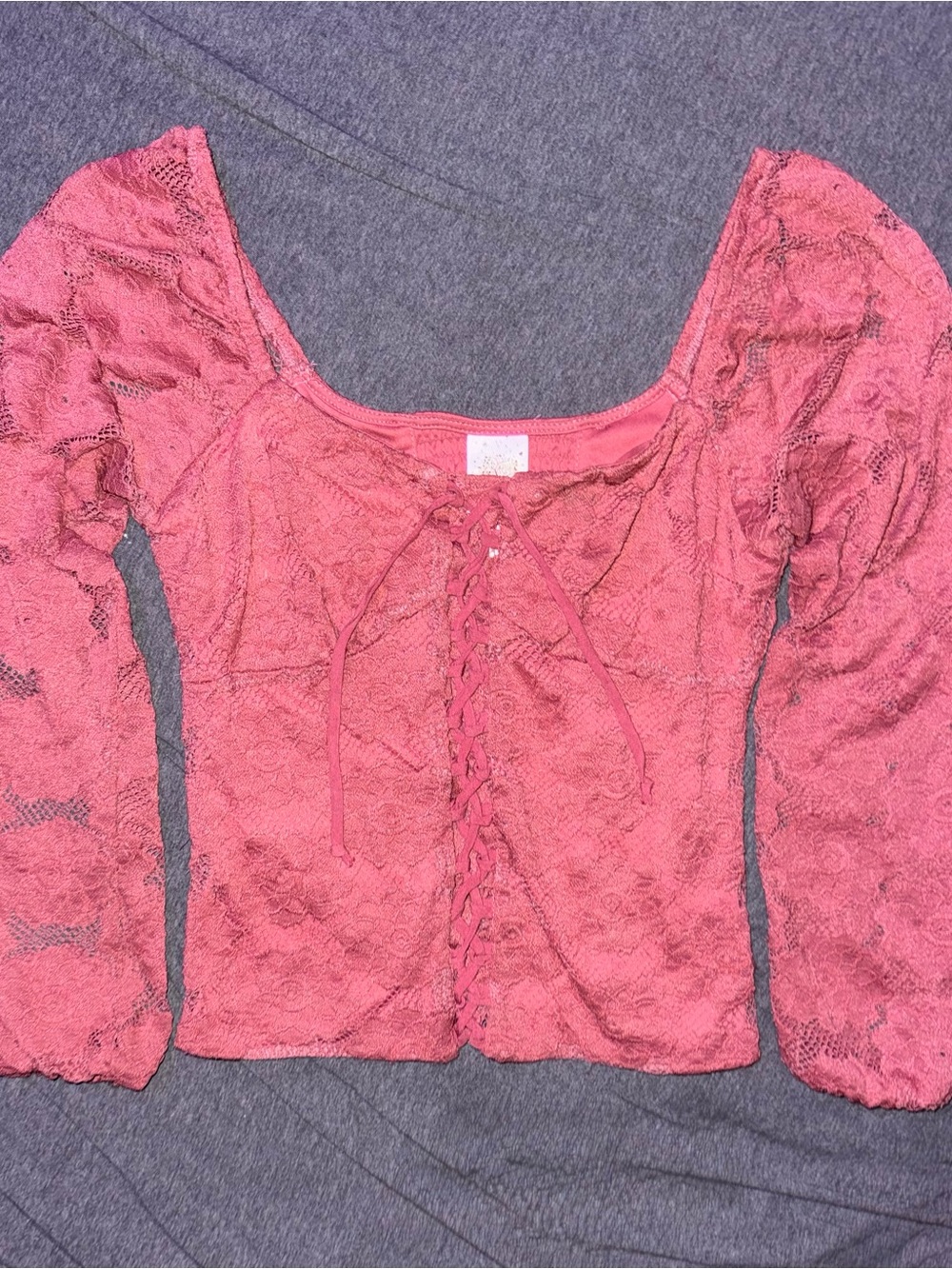 Self Esteem Lace Corset Top Long Sleeve Juniors XS Coquette Y2K Inspired